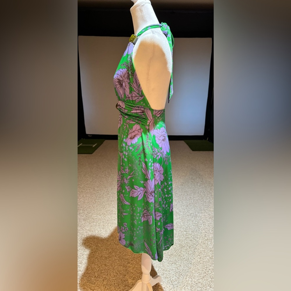 NWOT Women’s Sexy Yet Classy Boutique Backless Dress Color Green & Purple Size M - Picture 7 of 9
